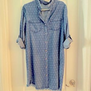 Size S Velvet Heart Denim Button Down Shift Dress